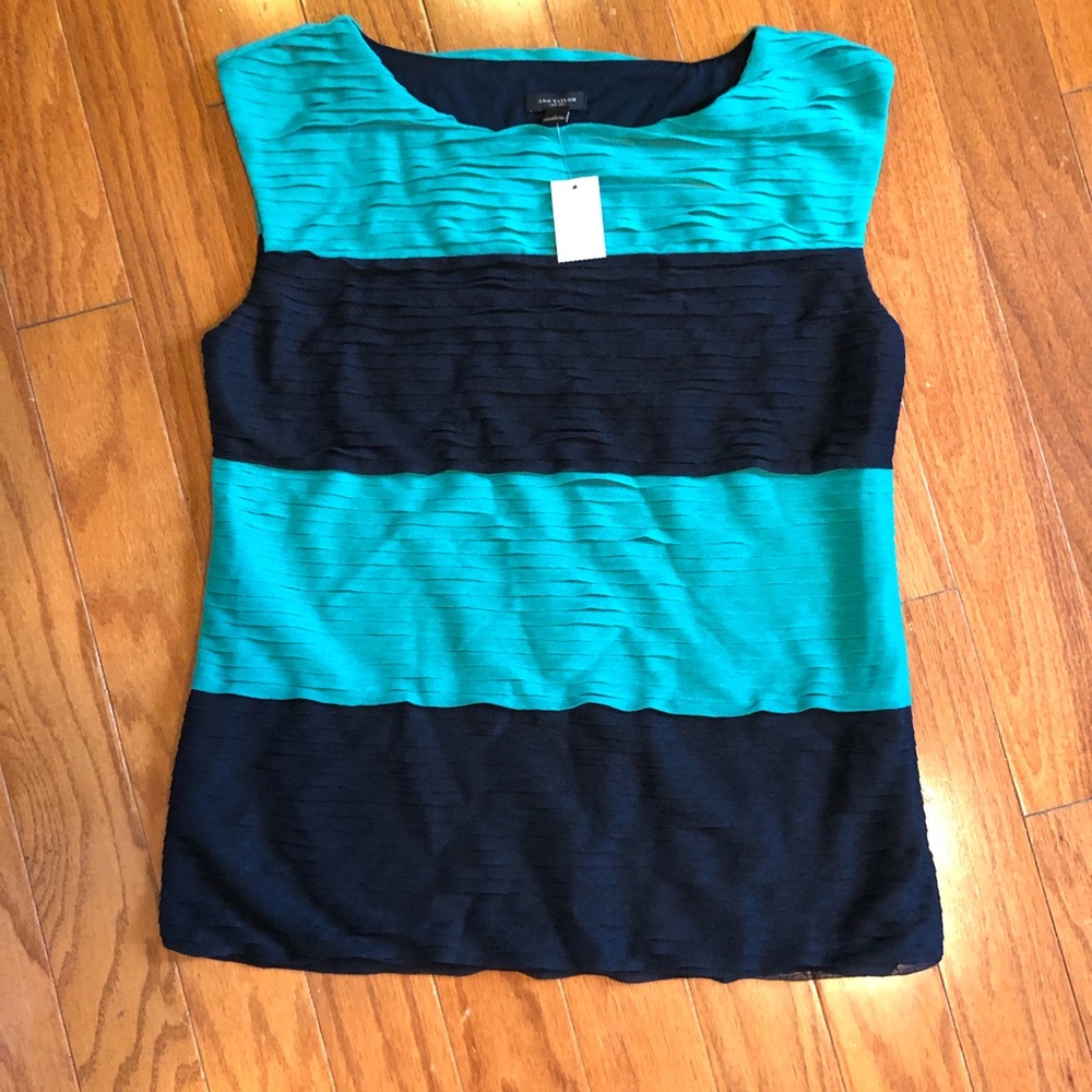 Teal and Navy Striped Top